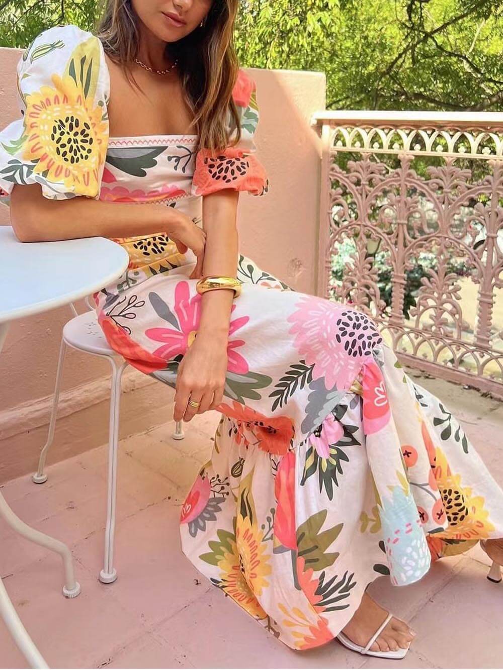 Alba - Elegant Floral Long Dress