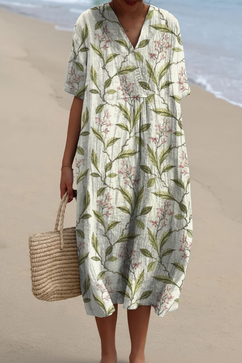 Floravia | Floral Flowy Lightweight Holiday Maxi Dress