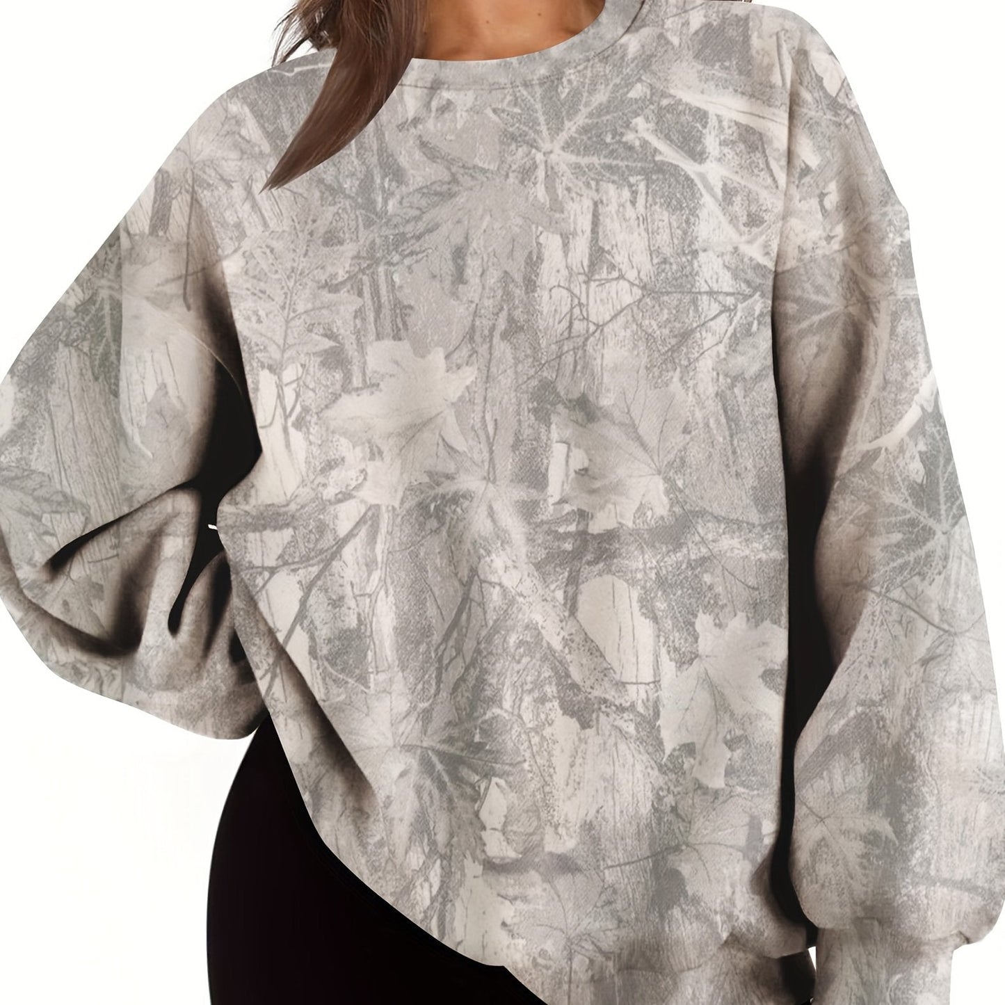 Nzmarket Oversized Camo Sweatshirt – Loose Fit, Ribbed Cuffs