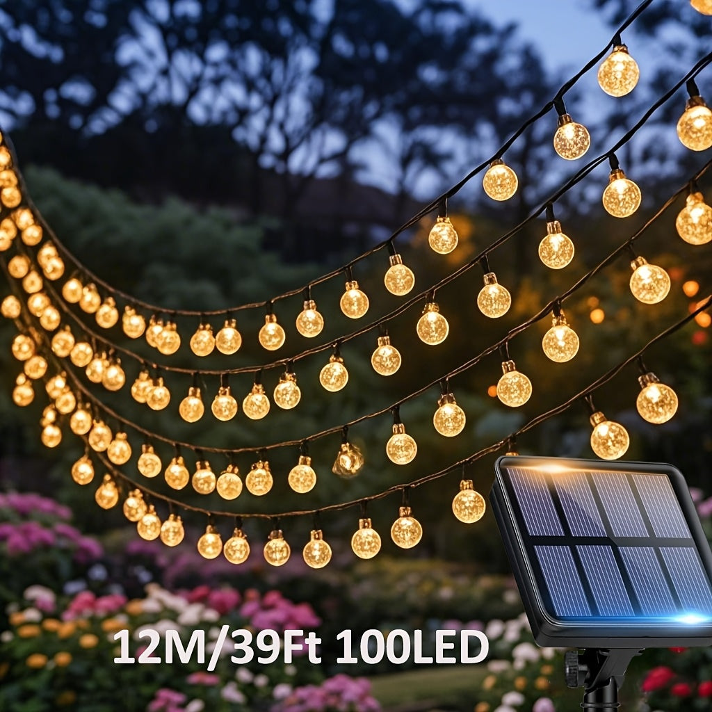 Nzmarket Solar LED Globe String Lights – 8 Modes, IPX4 Outdoor