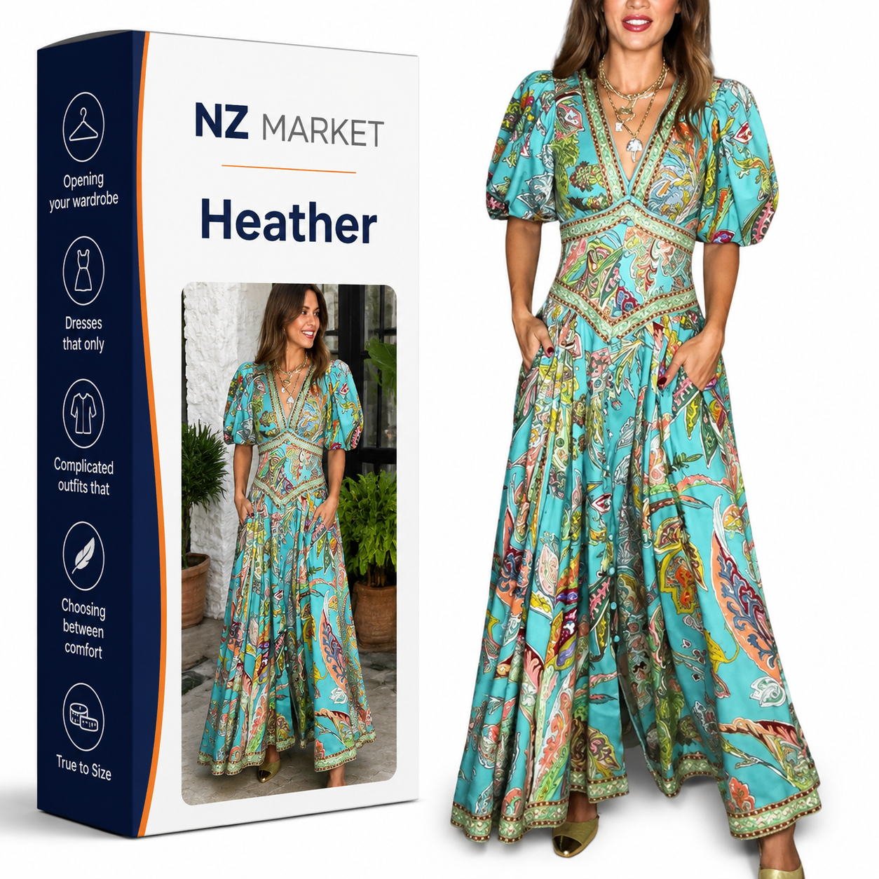 Heather | Airy maxi dress with puff sleeves
