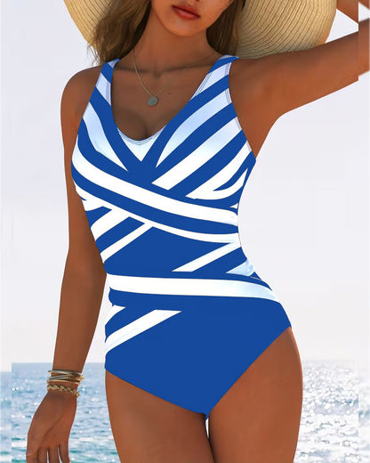 Chloé - Maillot Une Pièce Rayé Sexy Col V