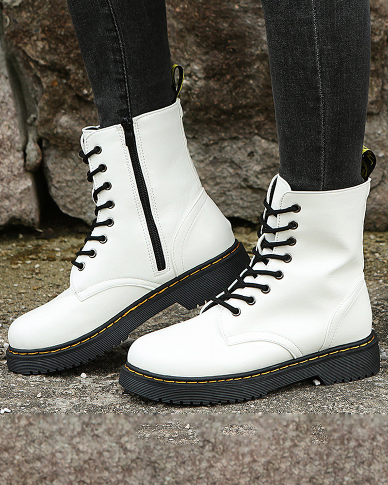 Stylish Monica Ankle Boots with Lacing and Zipper