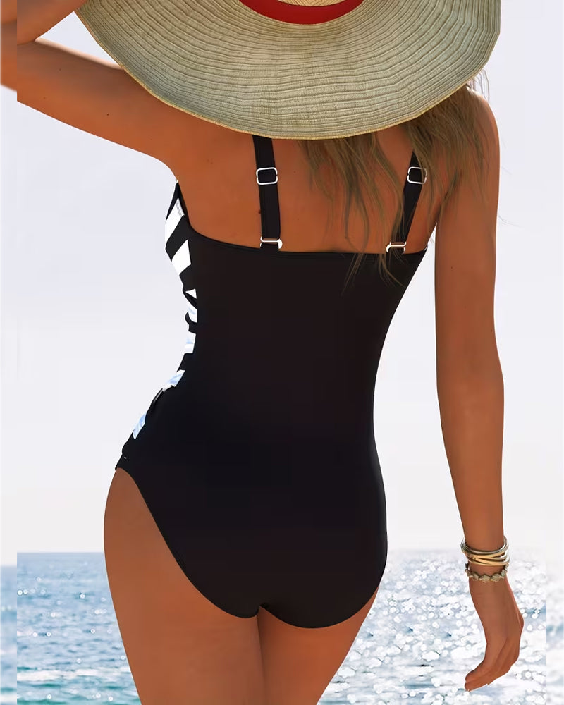 Chloé - Maillot Une Pièce Rayé Sexy Col V