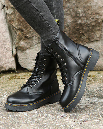 Stylish Monica Ankle Boots with Lacing and Zipper