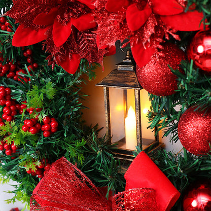 Nzmarket LED Christmas Wreath with Ribbon Bow – 40cm Warm Glow Display