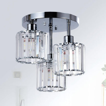 Nzmarket Crystal Semi-Flush Ceiling Light – Black, Gold & Silver