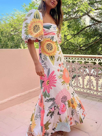Alba - Elegant Floral Long Dress