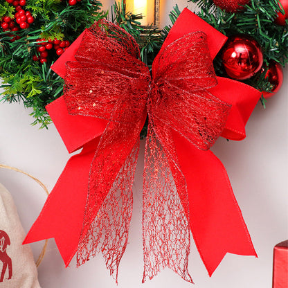 Nzmarket LED Christmas Wreath with Ribbon Bow – 40cm Warm Glow Display