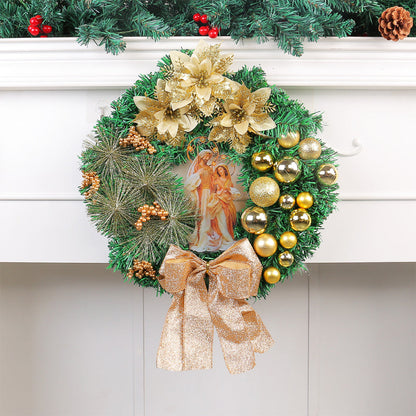 Nzmarket Nativity Scene LED Christmas Wreath – Red & Gold, 2 Sizes