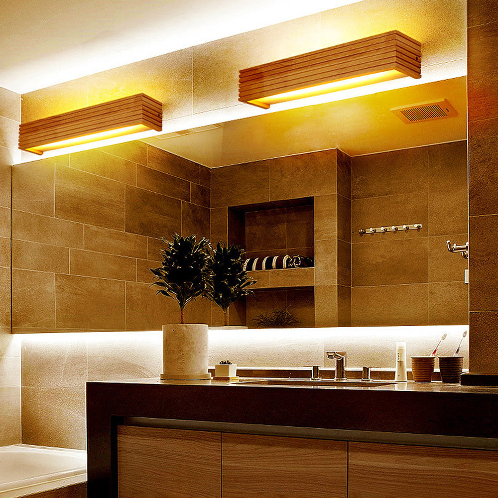 Nzmarket Modern Wood LED Wall Fixture – Natural Timber, Integrated LED