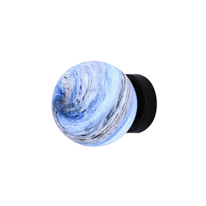 Nzmarket Modern Globe Glass Ceiling Light – Blue & Orange, Black & Copper Base