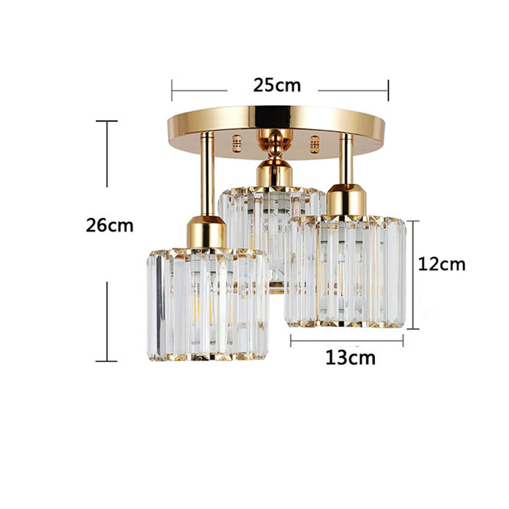 Nzmarket Crystal Semi-Flush Ceiling Light – Black, Gold & Silver