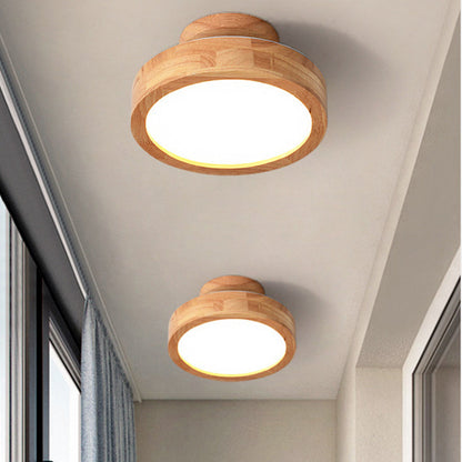 Nzmarket Wooden LED Flush Mount Ceiling Light – Natural Timber Frame, 3 Colour Options