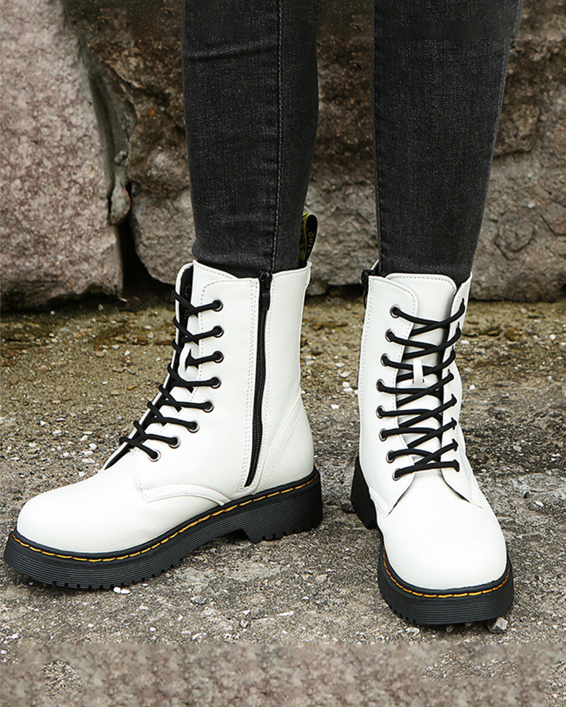 Stylish Monica Ankle Boots with Lacing and Zipper