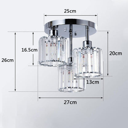 Nzmarket Crystal Semi-Flush Ceiling Light – Black, Gold & Silver