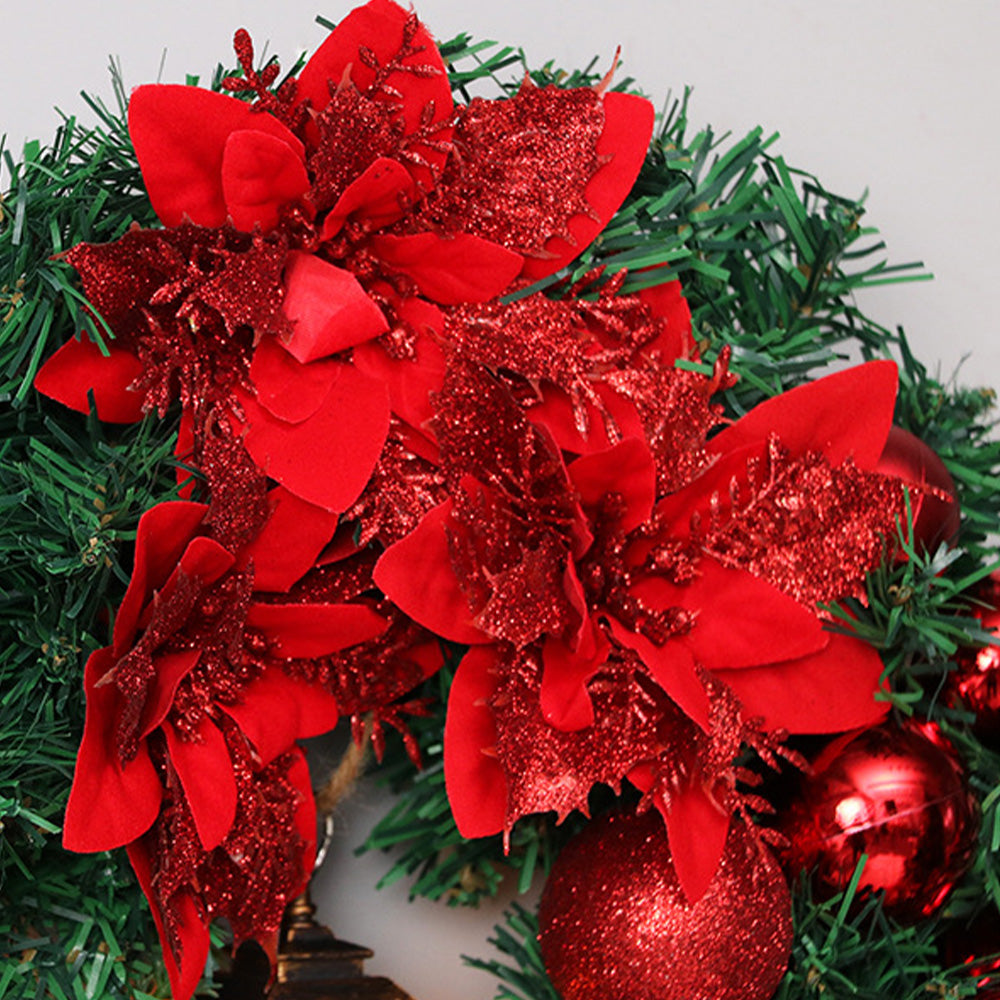 Nzmarket LED Christmas Wreath with Ribbon Bow – 40cm Warm Glow Display