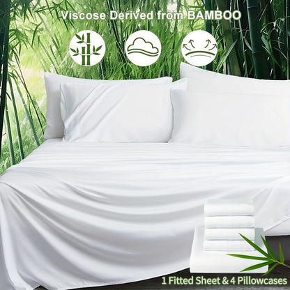 Nzmarket 5-Piece Bamboo Microfibre Fitted Sheet Set – All-Season Comfort