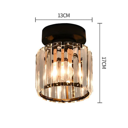 Nzmarket Crystal Glass LED Ceiling Light – Square & Circle, Black Frame