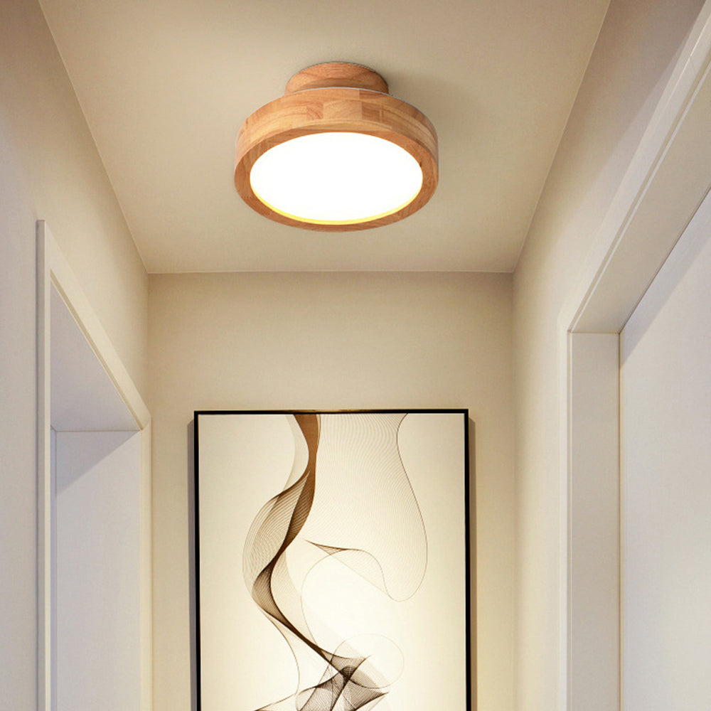 Nzmarket Wooden LED Flush Mount Ceiling Light – Natural Timber Frame, 3 Colour Options