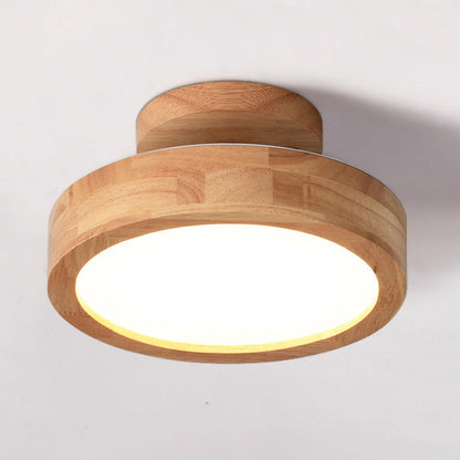Nzmarket Wooden LED Flush Mount Ceiling Light – Natural Timber Frame, 3 Colour Options