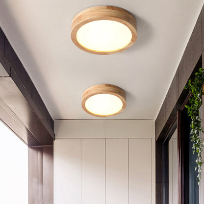 Nzmarket Wooden LED Flush Mount Ceiling Light – Natural Timber Frame, 3 Colour Options