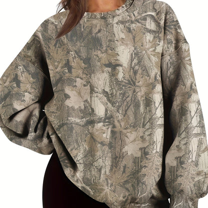 Nzmarket Oversized Camo Sweatshirt – Loose Fit, Ribbed Cuffs