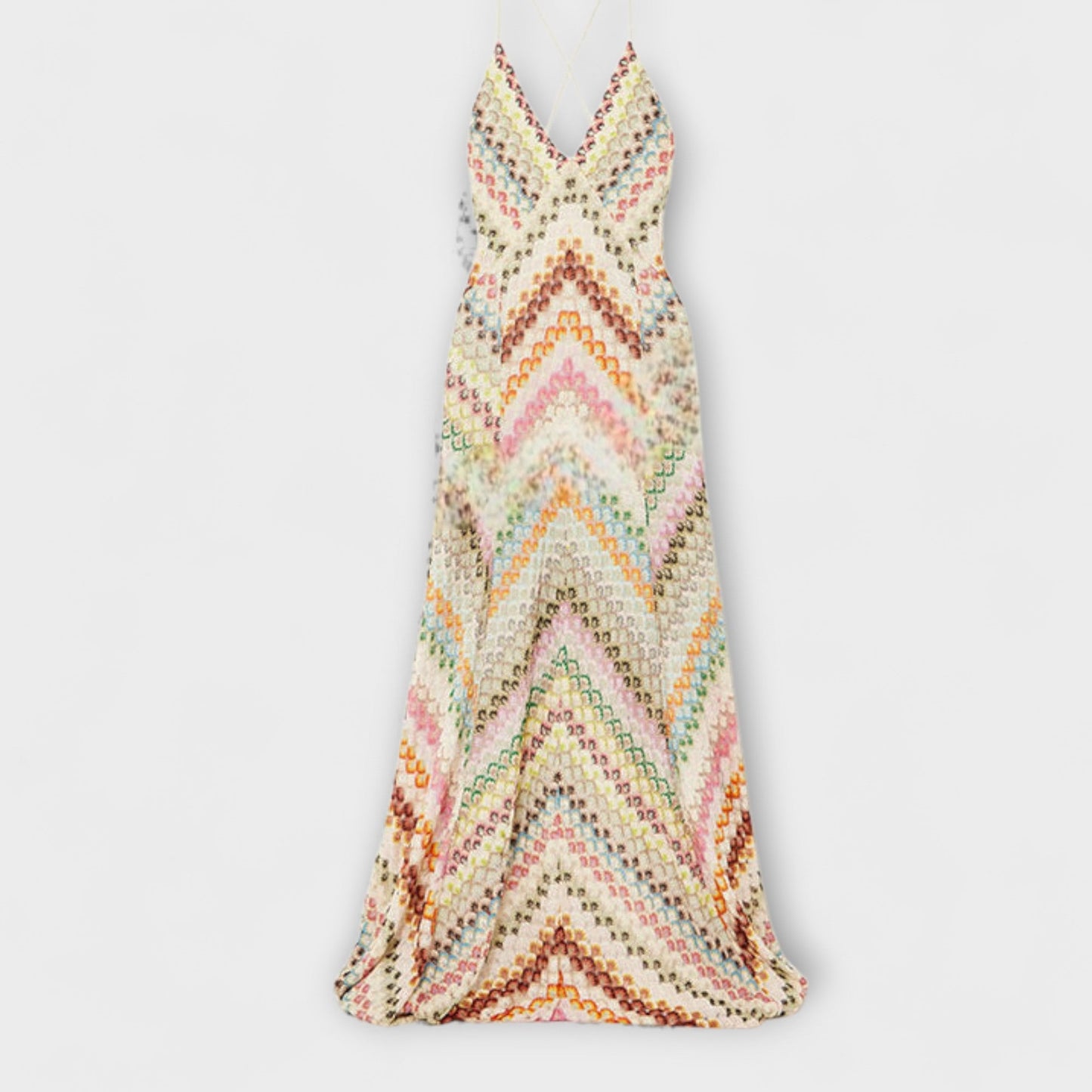 Remi - Colorful Herringbone Pattern Maxi Dress