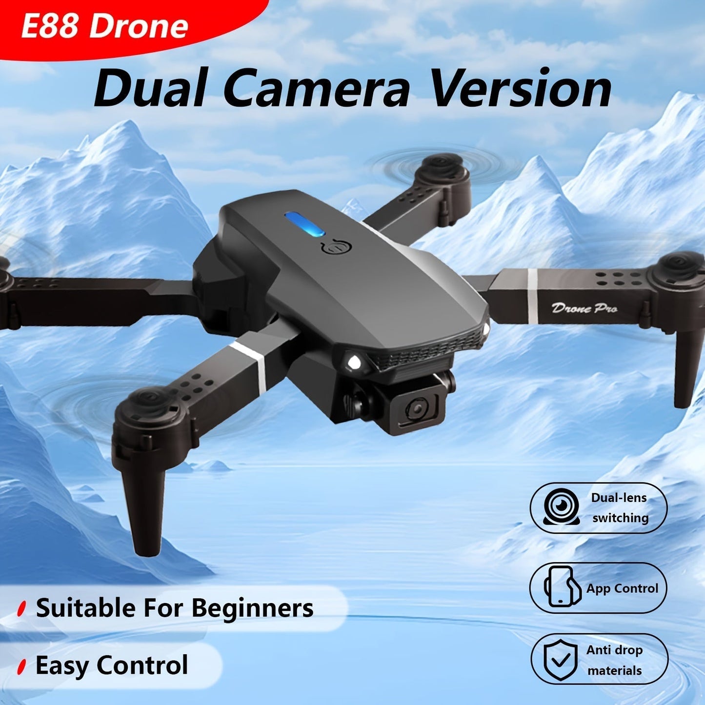 Nzmarket E88 Dual Camera WiFi FPV Drone – Altitude Hold, One-Key Return