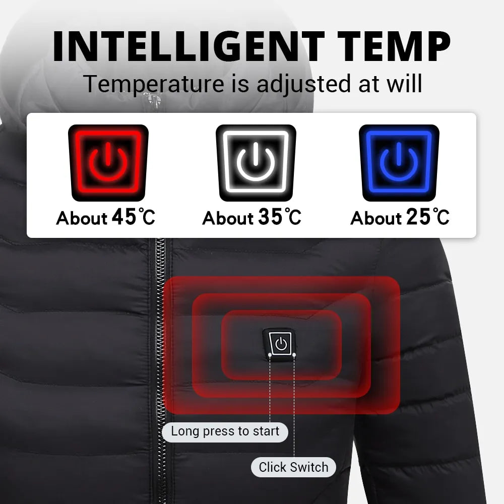 Nzmarket Unisex Heated Jacket – 3 Heating Zones, Sizes S to 4XL