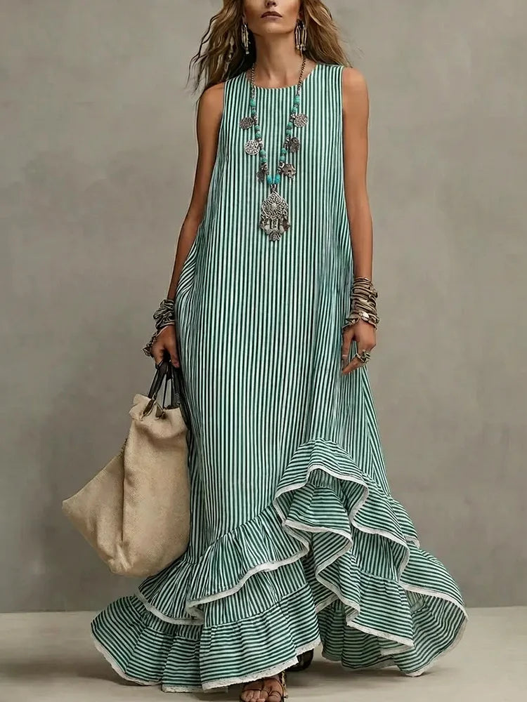 Grace | Retro Ruffled Casual Maxi Dress