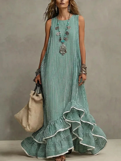 Grace | Retro Ruffled Casual Maxi Dress