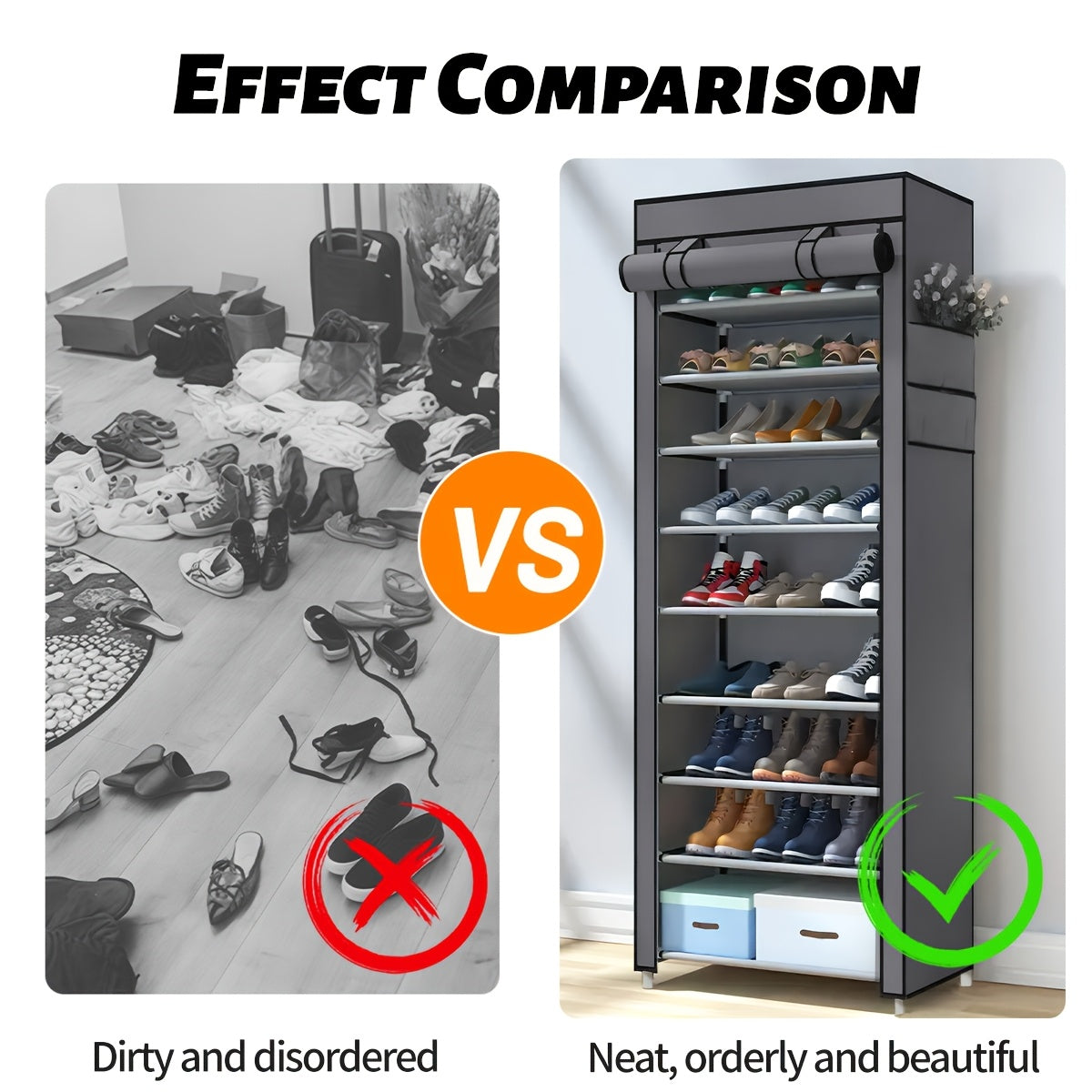 Nzmarket Multi-Tier Shoe Rack with Dust Cover – Space-Saving Storage