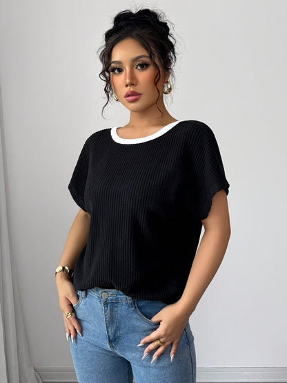 Nzmarket™ Veloria V-Neck Bow Back T-Shirt – Casual Chic, Lightweight