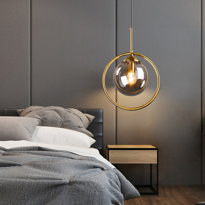 Nzmarket Gold Frame Glass Pendant Light – Clear, Smoke Grey & Amber