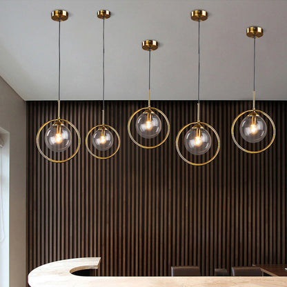 Nzmarket Gold Frame Glass Pendant Light – Clear, Smoke Grey & Amber