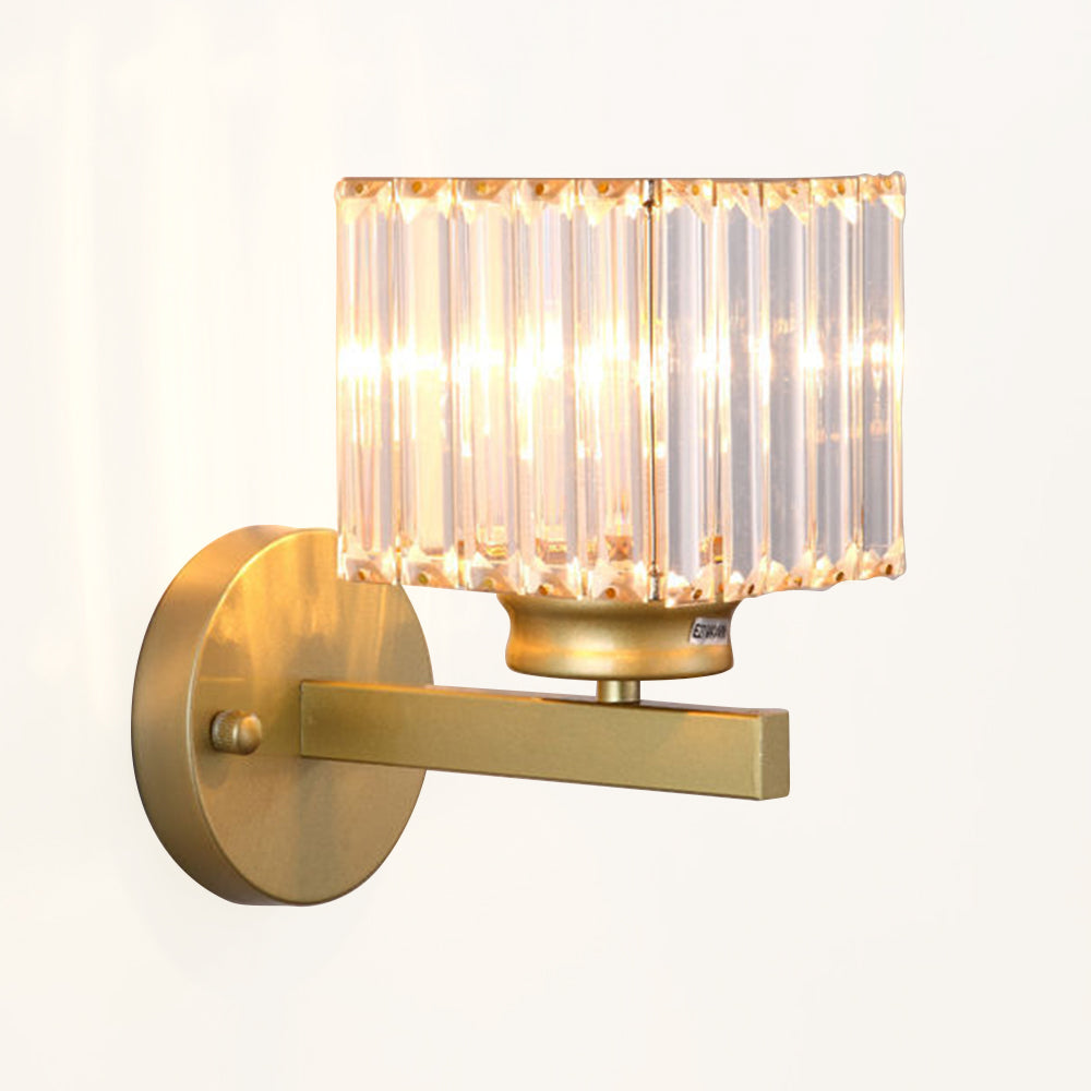 Nzmarket Crystal Glass Wall Light – Round & Square, Black & Gold Finish