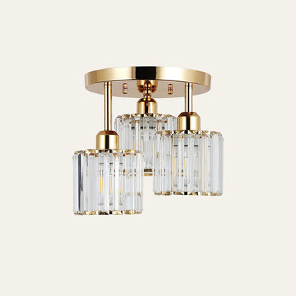 Nzmarket Crystal Semi-Flush Ceiling Light – Black, Gold & Silver