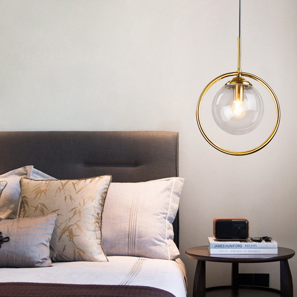 Nzmarket Gold Frame Glass Pendant Light – Clear, Smoke Grey & Amber