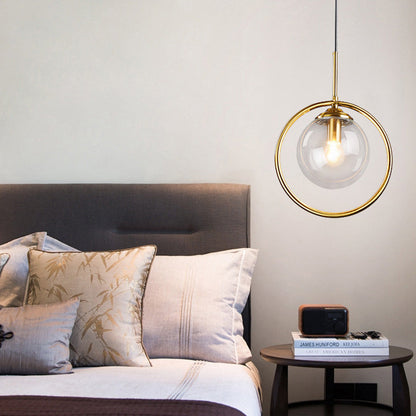 Nzmarket Gold Frame Glass Pendant Light – Clear, Smoke Grey & Amber