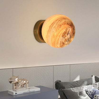 Nzmarket Modern Globe Glass Ceiling Light – Blue & Orange, Black & Copper Base