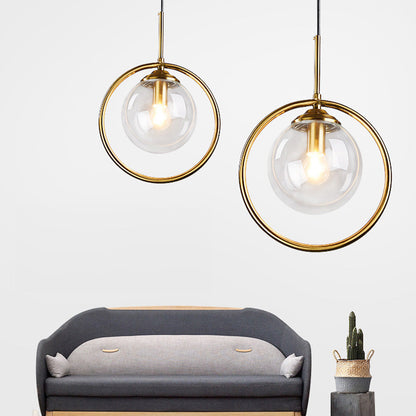 Nzmarket Gold Frame Glass Pendant Light – Clear, Smoke Grey & Amber