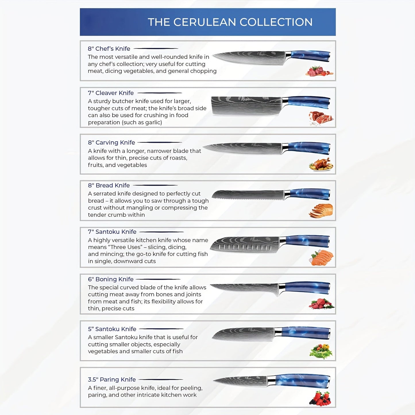 Nzmarket Japanese Damascus Kitchen Knife Set – 4, 6, 7 & 8-Piece