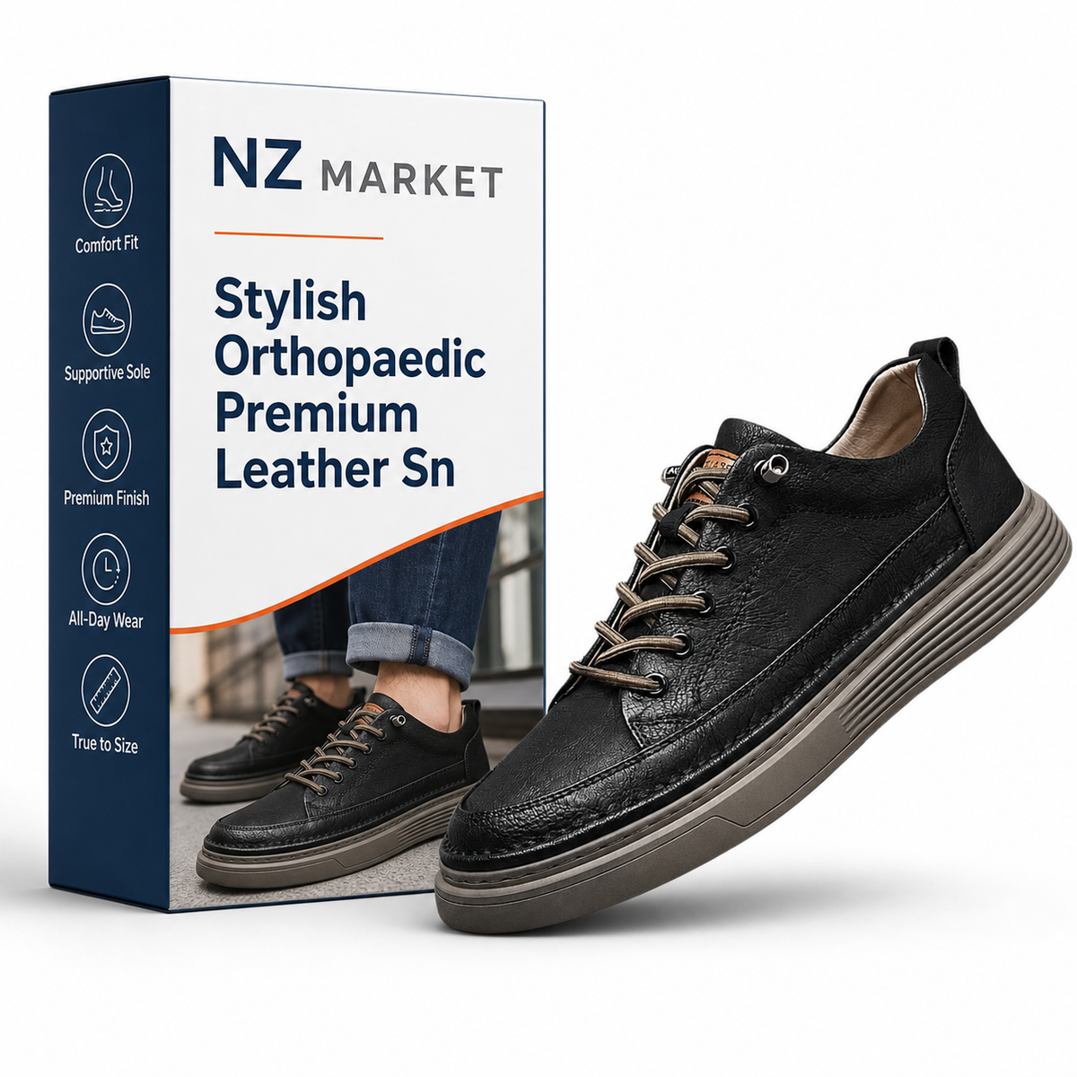 Stylish Orthopaedic Premium Leather Sneakers - Castro
