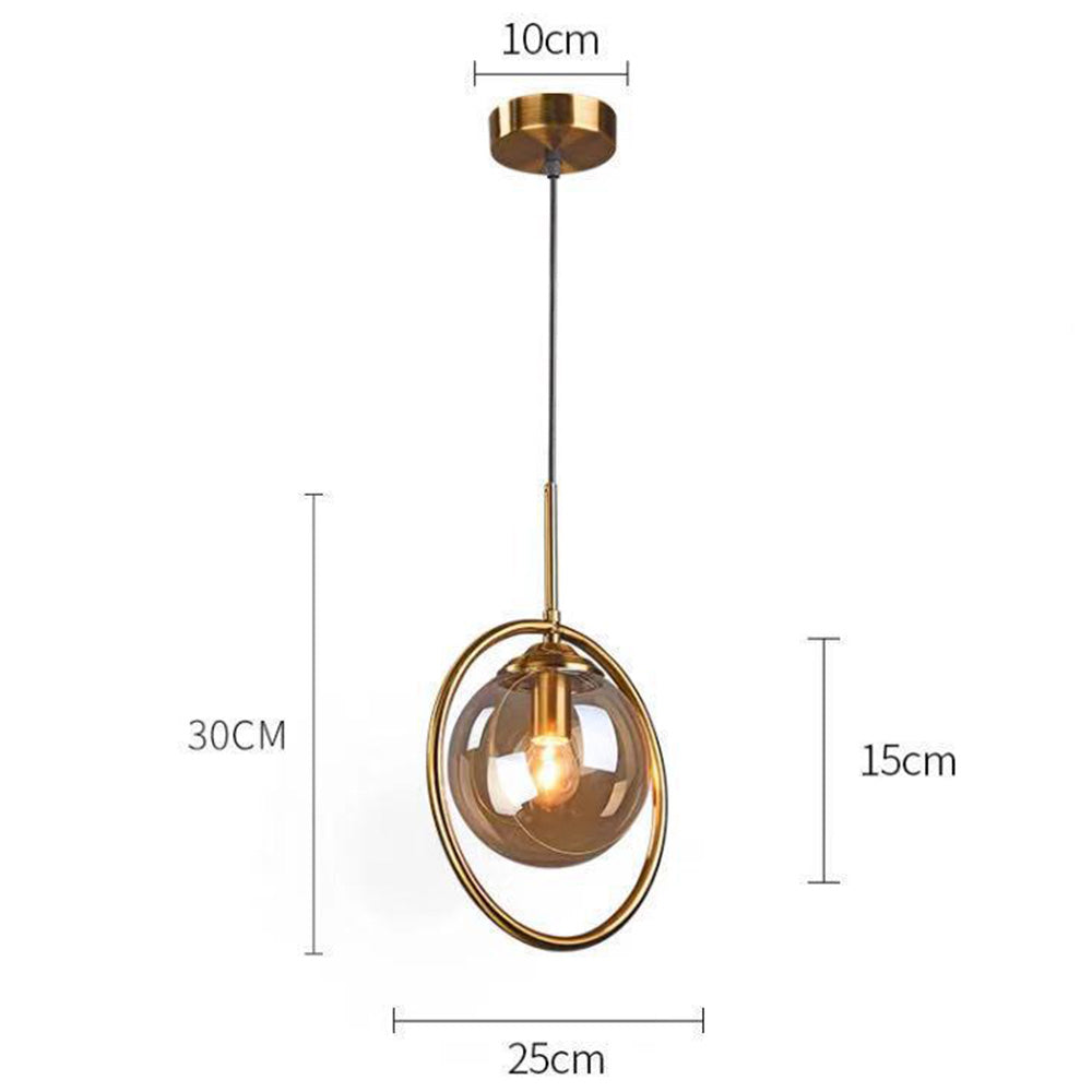 Nzmarket Gold Frame Glass Pendant Light – Clear, Smoke Grey & Amber