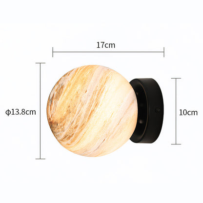 Nzmarket Modern Globe Glass Ceiling Light – Blue & Orange, Black & Copper Base