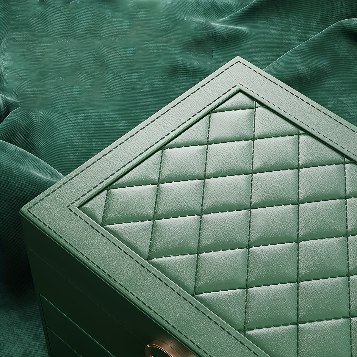 Nzmarket Leather Jewellery Box with Drawers – Black, Green & White