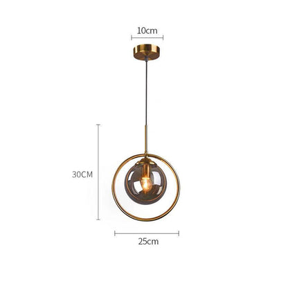 Nzmarket Gold Frame Glass Pendant Light – Clear, Smoke Grey & Amber