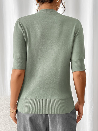 Chic Summer Knit Mock Neck Top for Women | Elise