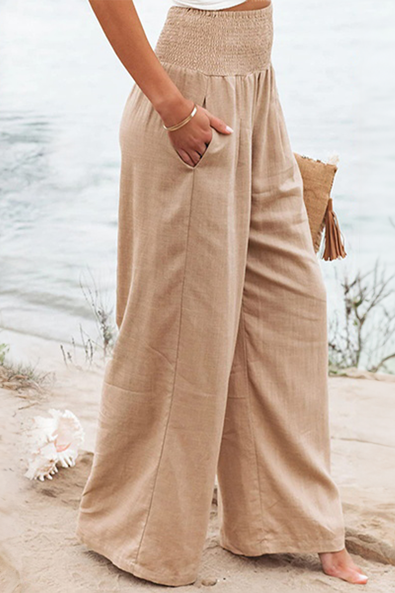 Lucy - High-Waist Cotton Palazzo Trousers